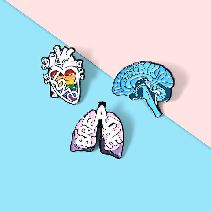 Accessories Brain Marrow Heart Organ Enamel Pin Horror Brooch Bag Clothes Lapel Pin Sasha Away Badge Cartoon Jewelry Gift For People - beingsells